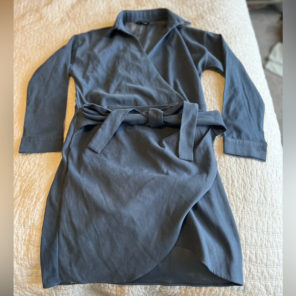 Dusty Blue Wrap Dress